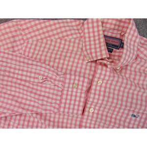 Vineyard Vines Shirt Mens Small Tucker Pink White Gingham Check Button Down